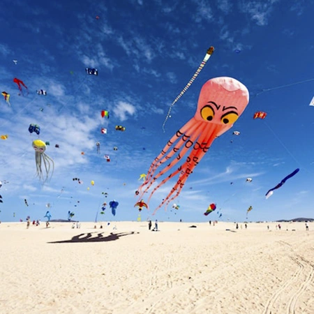 Cometas sobre las Dunas de Corralejo - DESCUBRE FUERTEVENTURA